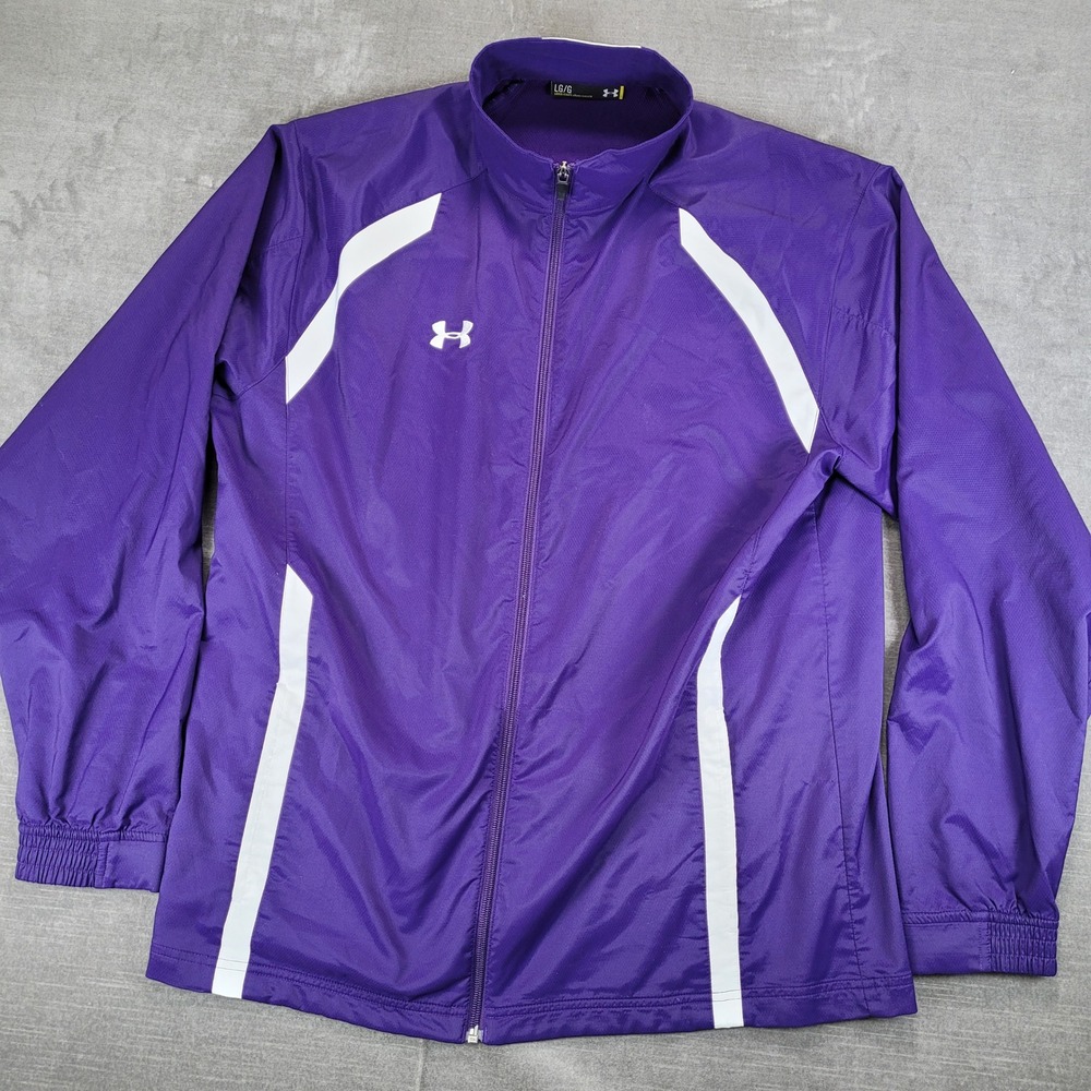 Under Armour Purple White Loose Fit Track Jacket Full Zip Women‎ Large